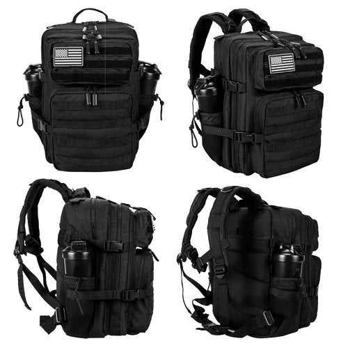 LHI Tactical Military Backpack for Men and Women 25L Army Assault Pack Bag Large Rucksack with Molle System-Black