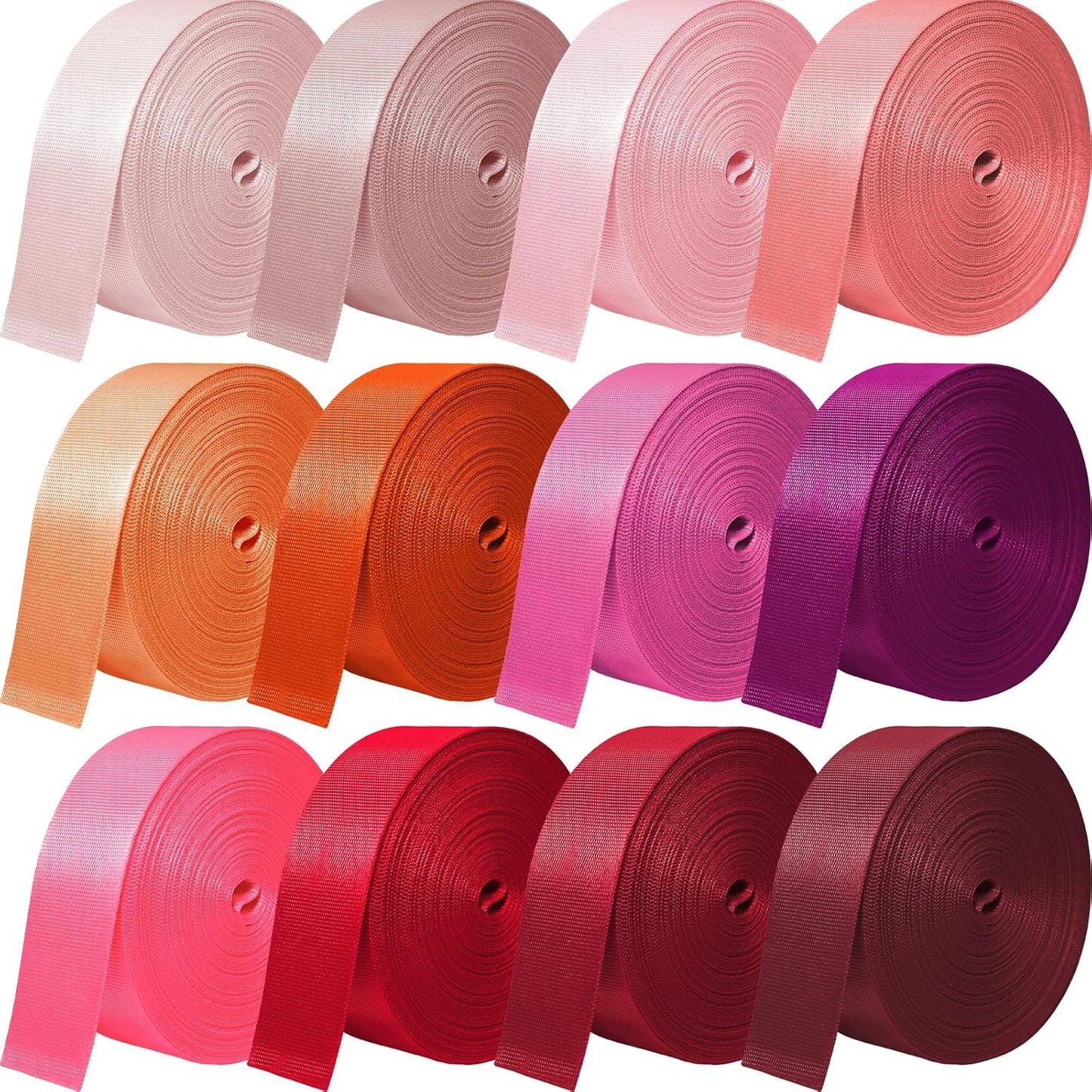 12 Rolls Nylon Webbing 1 Inch 1.5 Inch Heavy Duty Nylon Strap Webbing Strapping for Lawn Chair Backpack Straps Climbing Pet Collars Pet Leash DIY Craft Gear Repair