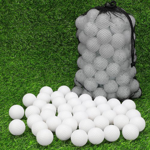 Coopay 120 Pack Practice Golf Balls, 42mm Plastic Golf Training Balls with a Drawstring Bag Hollow Sports Limited Flight for Swing Practice Driving Range Backyard Home Indoor Outdoor Use (White)