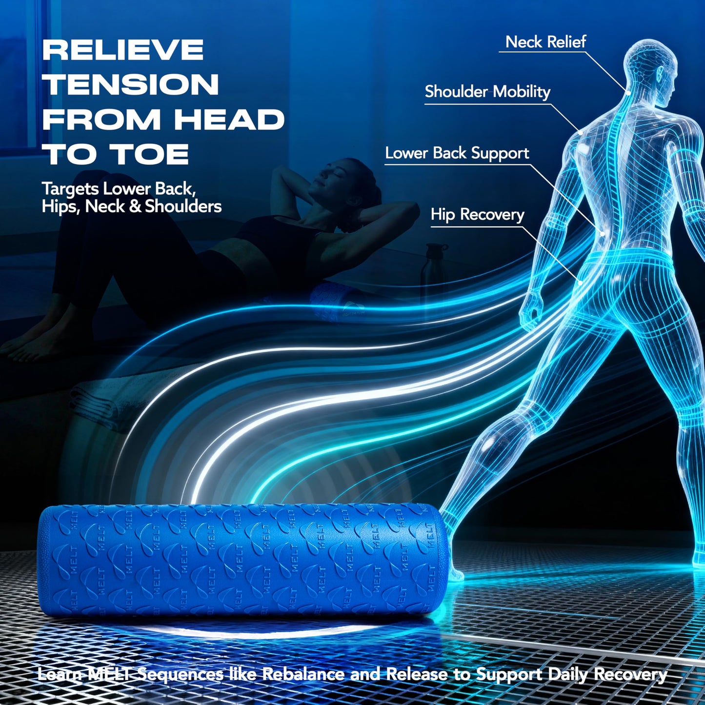 MELT Method 18 Inch Travel Soft Foam Roller- Half the Length of The MELT Full Body Roller