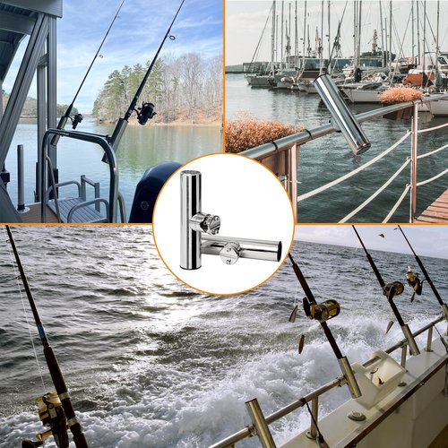 XinKunmarine 2 Pack Fishing Rod Holders for Boat Rail Mount, Stainless Steel Clamp on Rod Holder for Marine Boat, Fishing Boat, Pontoon, Jon Boat（Fit 7/8" to 1" Rail