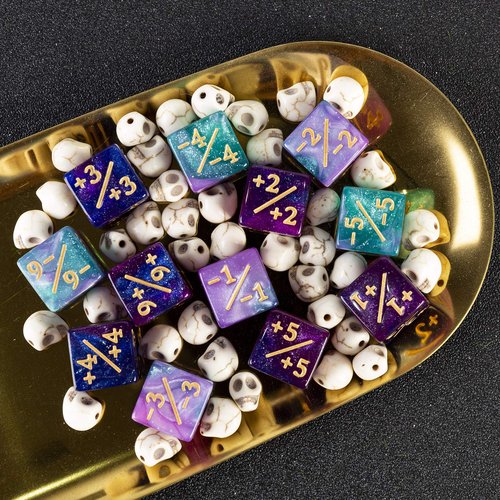 48 PCS Magic The Gathering MTG Counter Dice Marble Bulk Life Counters Tokens Dice Compatible with Magic Card Game Accessories CCG Creature Stats, 4 Colors