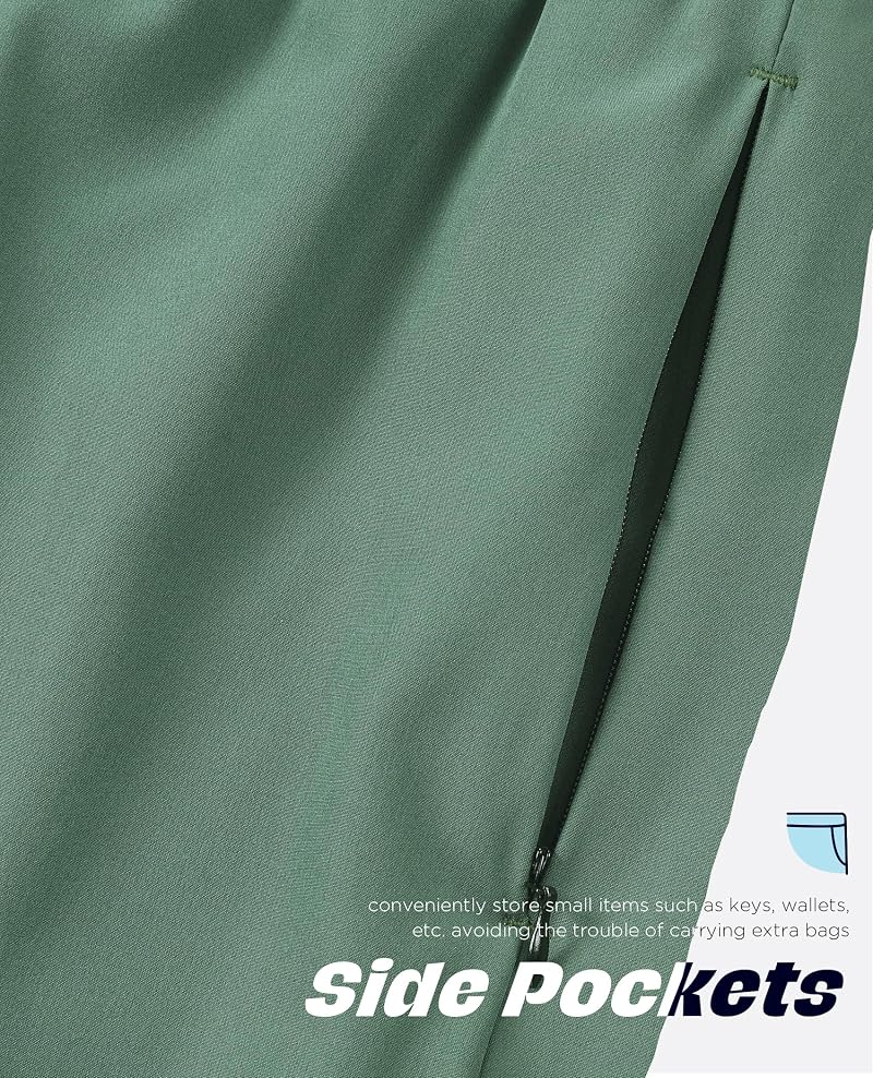 Men's 7 Inch Quick Dry Board Shorts with 2-in-1 Compression Liner - Army Green, Large