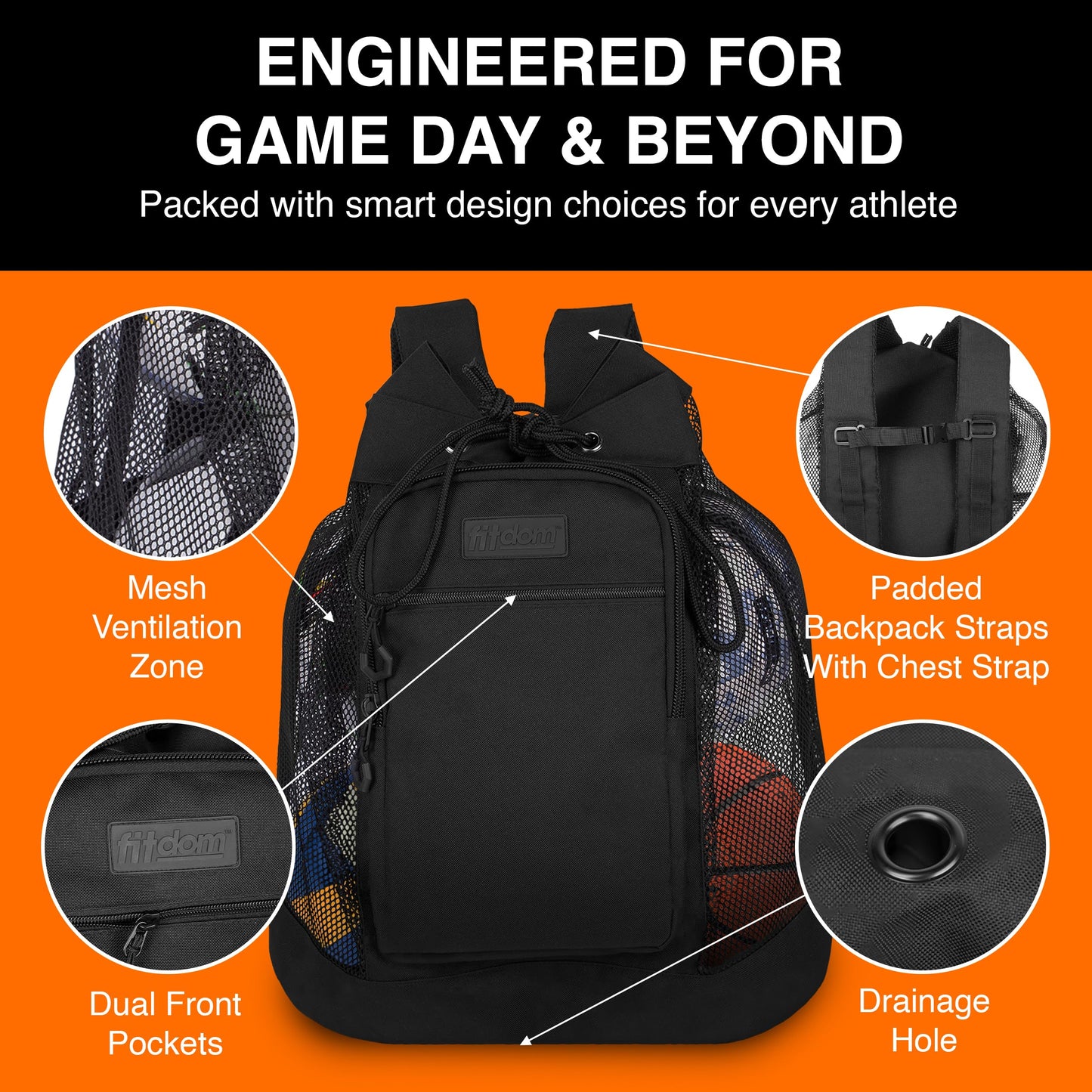 Fitdom Heavy Duty Small Mesh Equipment Ball Bag