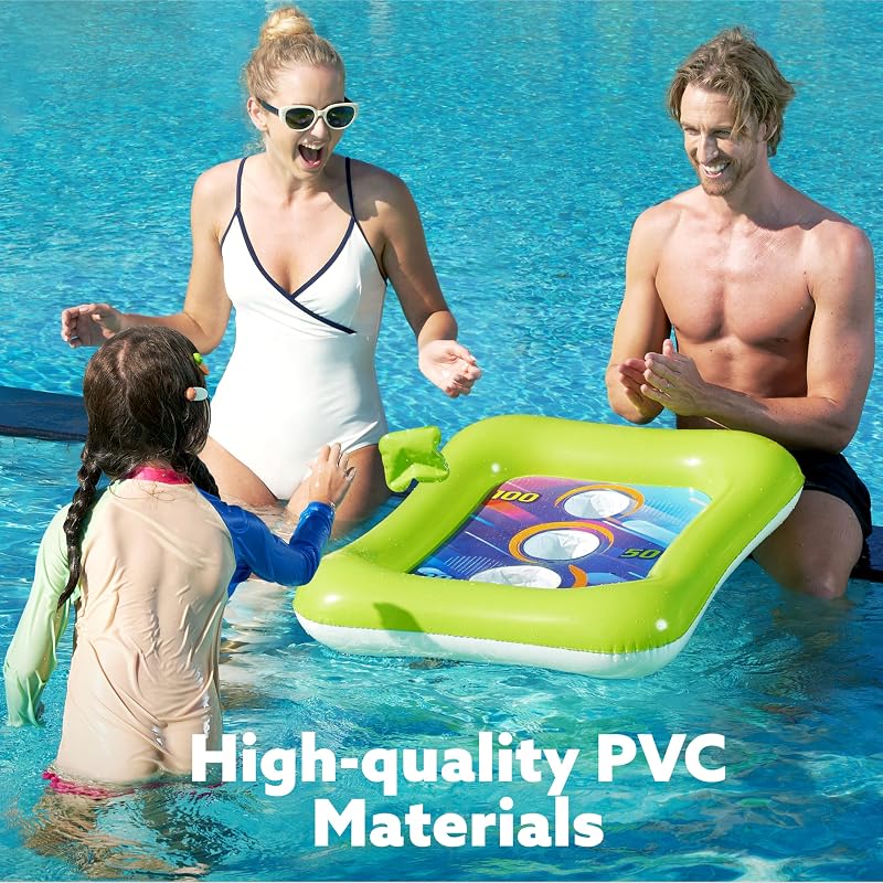 2 Sets Inflatable Pool Toss Game Combo – Ring Toss & Cornhole Pool Games for Kids & Adults
