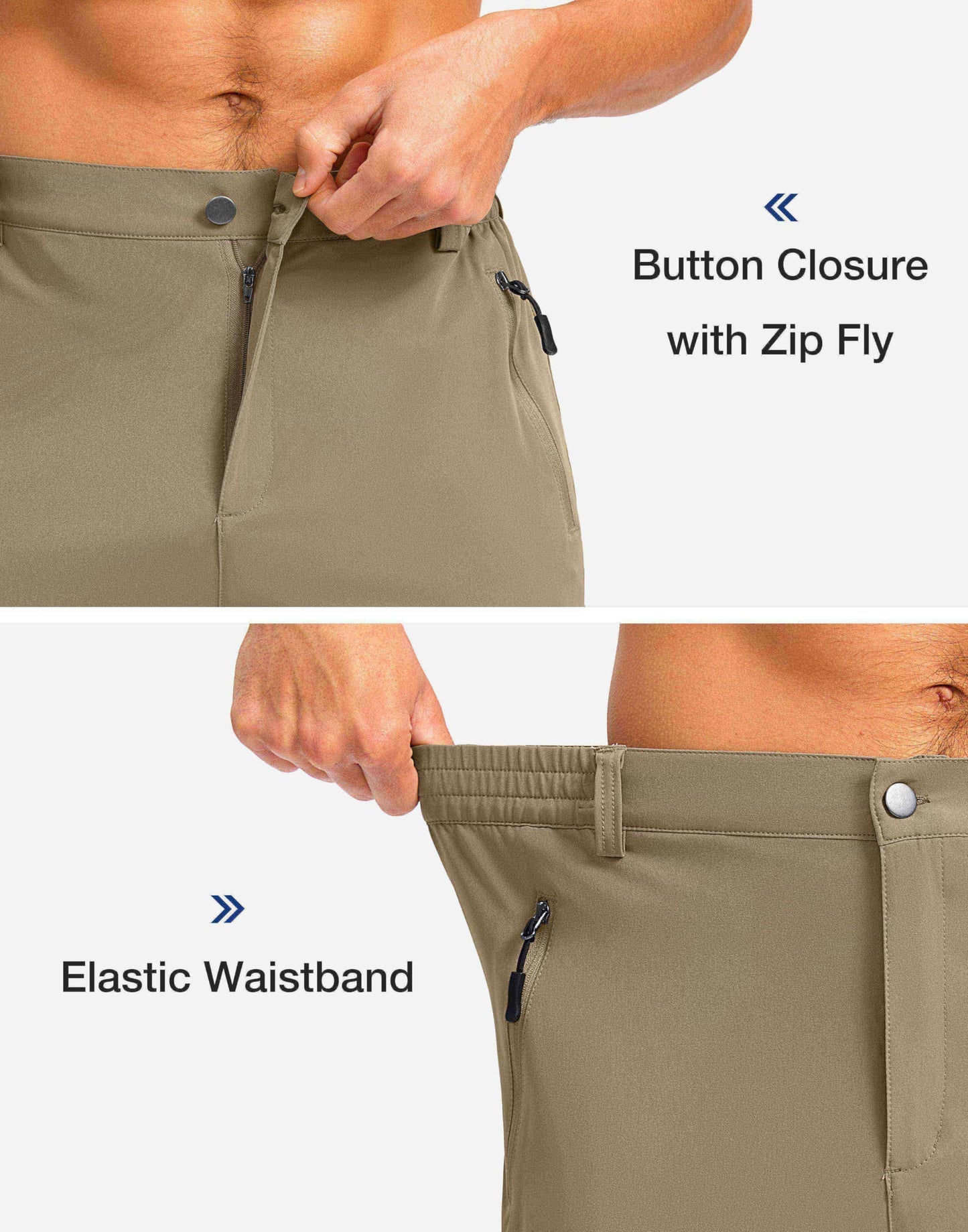 Pudolla Men's Hiking Shorts 11" Lightweight Cargo Work Shorts for Men Summer Travel Golf Casual Outdoor with 5 Pockets(Dusty Khaki X-Large)