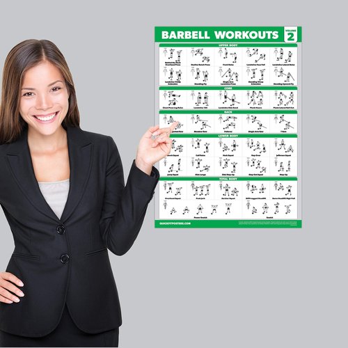 Palace Learning 3 Pack - Barbell Workout Posters Volume 1 & 2 + Stretching Exercise Chart - Set of 3 Posters (LAMINATED, 18" x 24")