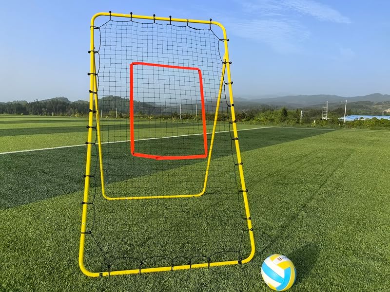 6-Angle Adjustable Volleyball Rebounder Net 7x4 ft with Accessories - Yellow (Variation of THIS listing)