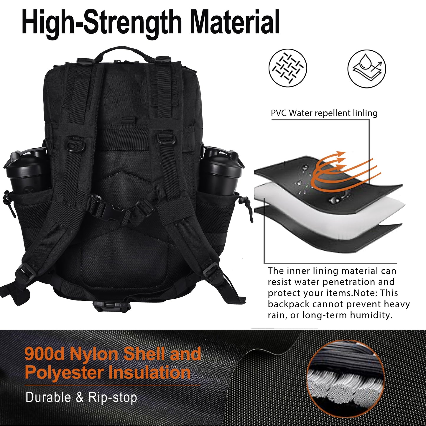 LHI Tactical Military Backpack for Men 25L/45L Large Molle Army Assault Pack 3 Day Hiking Rucksack With Bottle Holder