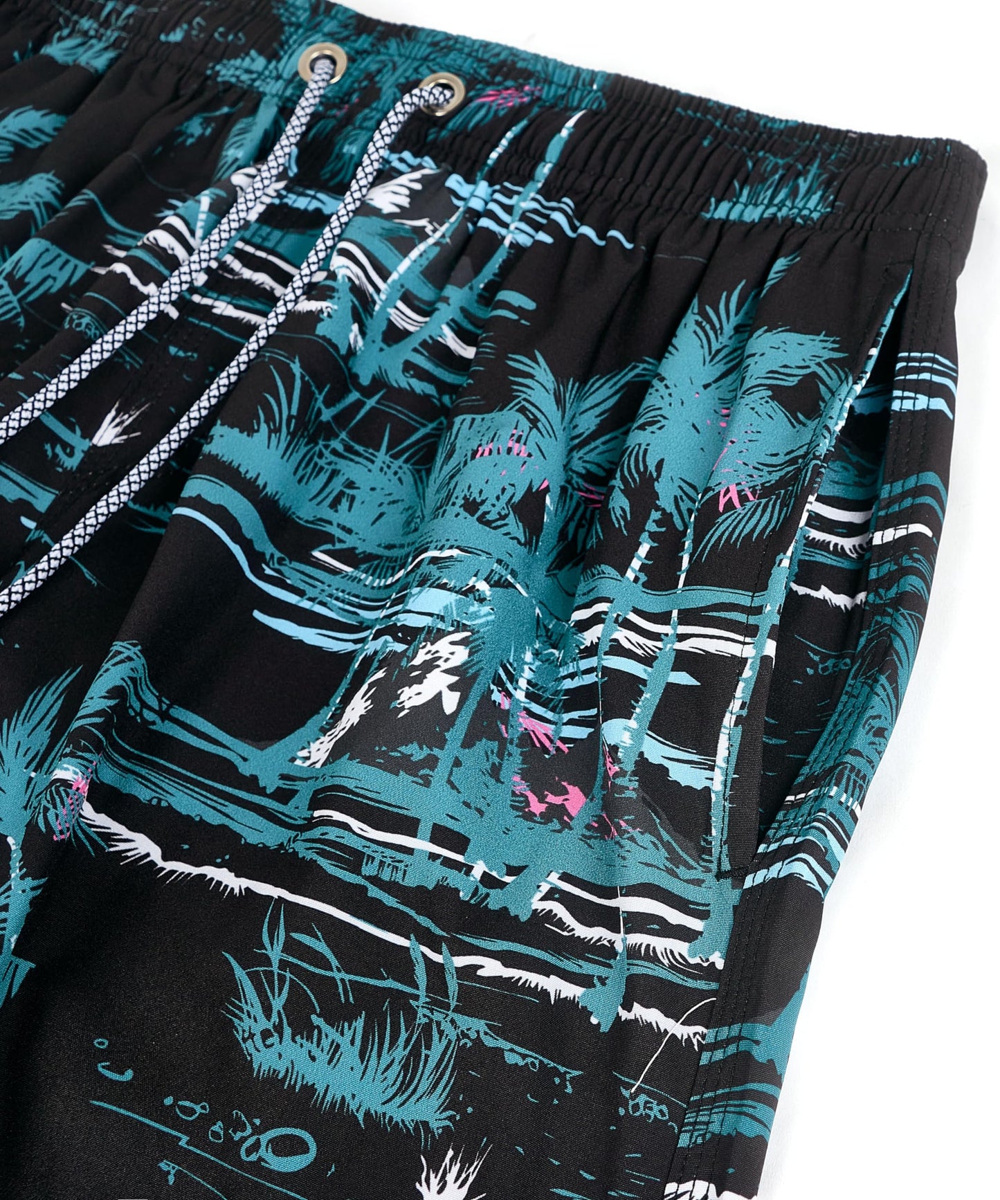 ELETOP Men's Swim Trunks Quick Dry Bathing Suit Swimming Board Shorts Mesh Lining Beach Swimwear Black Green L