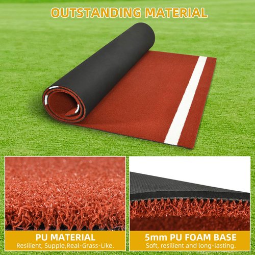 Shopsource Baseball Batting Mat, 10 x 3.8 FT Softball Hitting Mat, Upgraded Anti-Slip Matt with Stitched Embroidery Turf, Softball Baseball Training Matt with Home Plate Batters Box for Indoor Outdoor