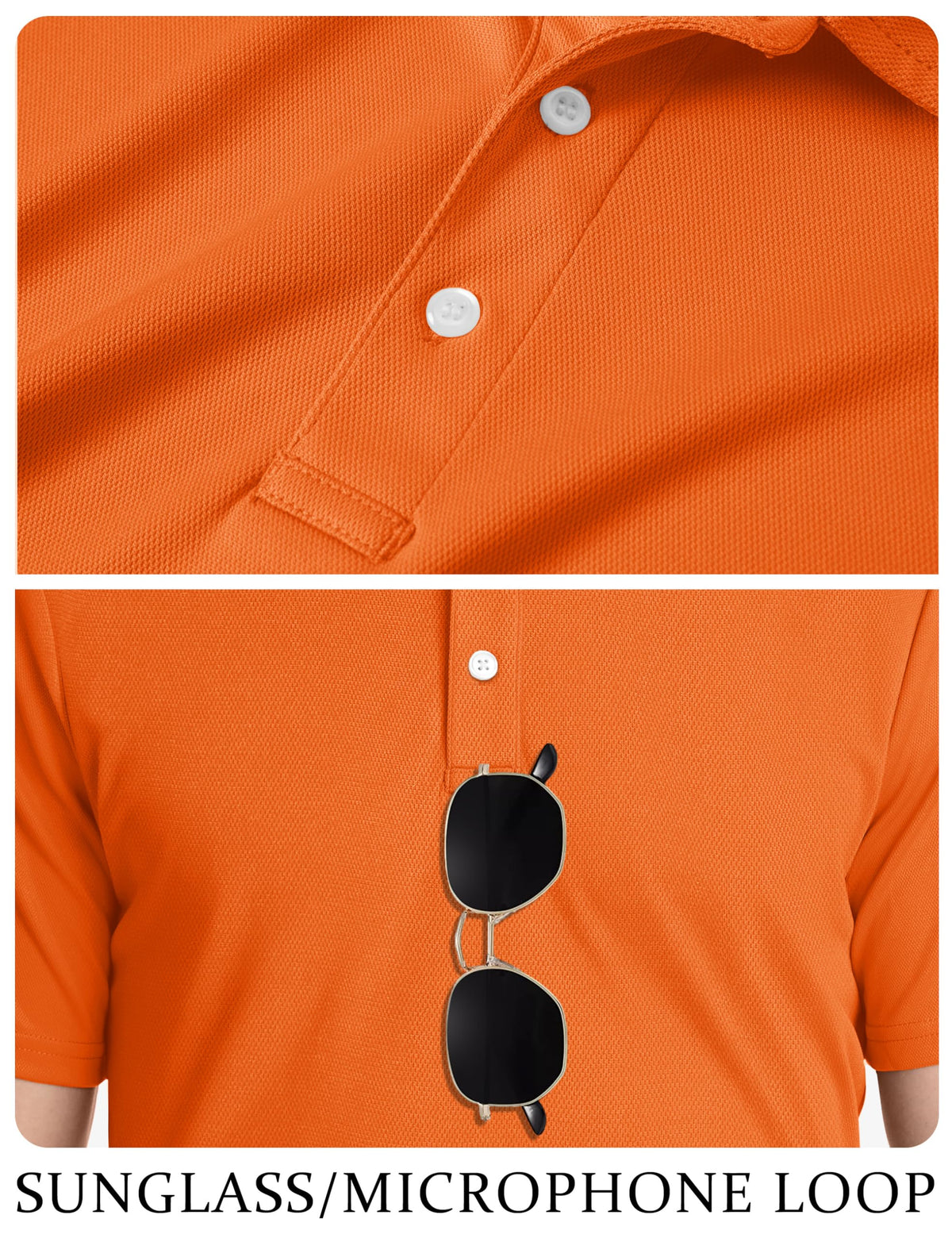 TACVASEN Mens Golf Shirt Dry Fit Mens Polo Shirts Short Sleeve Performance Golf Polos for Men with Collar Work Shirts Orange, 2XL