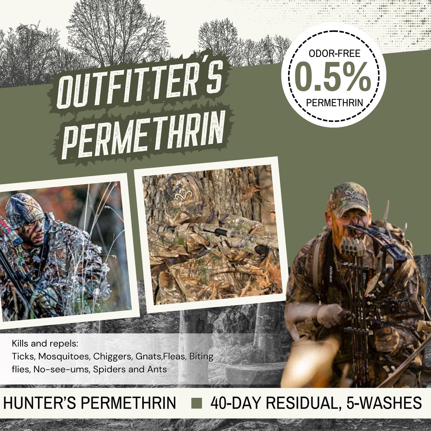 Zone Realtree Outfitters Permethrin Insecticide Spray and Refill Bundle - 32oz Spray and 32oz Refill, Controls Ticks, Mosquitoes, Chiggers on Clothing, Boots, and Gear