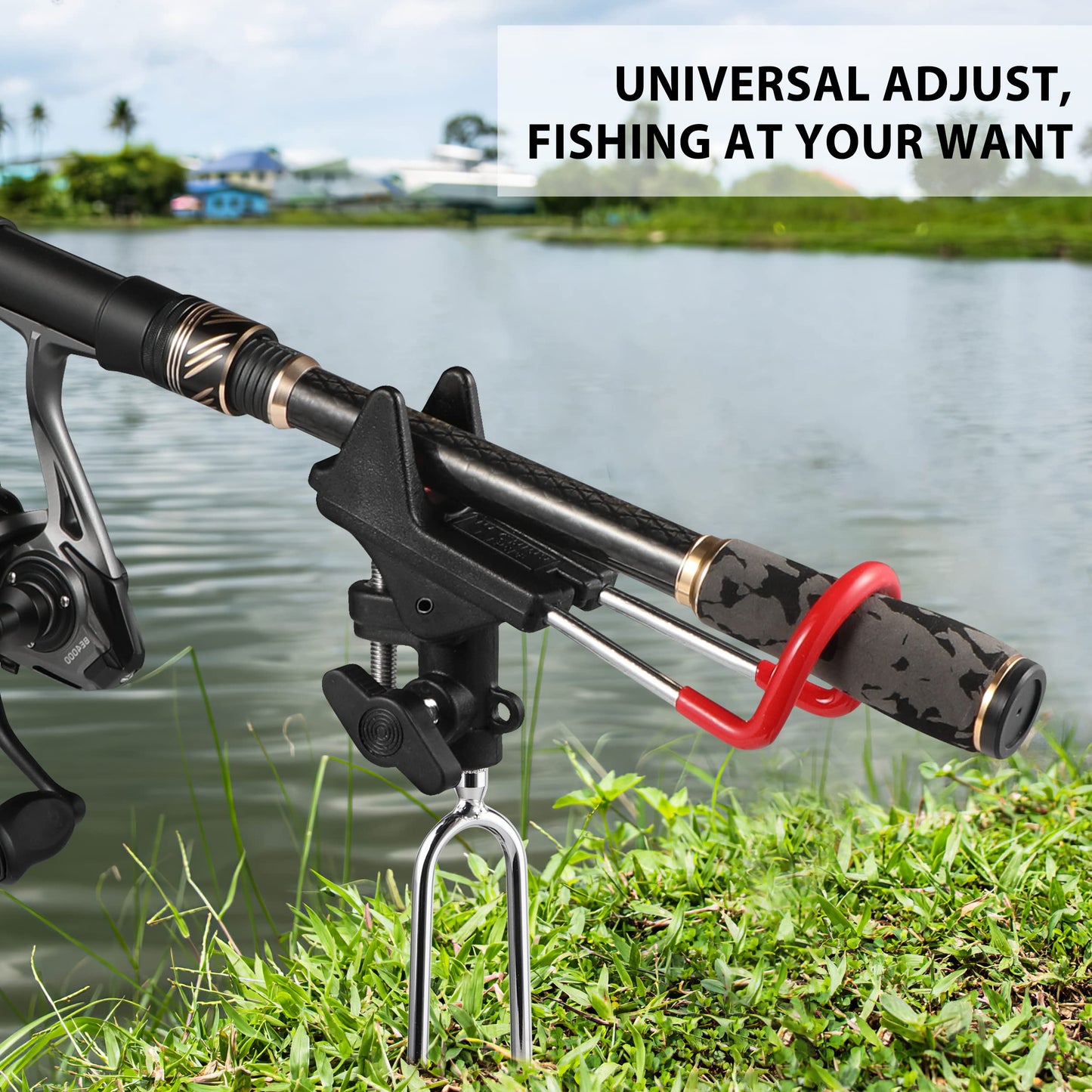 PLUSINNO Fishing Rod Holders for Bank - Upgraded Fishing Pole Holders for Ground, Beach, 360 Degree Adjustable Fishing Pole Stand Equipment, Gift for Men Father’s Day, Birthday Day