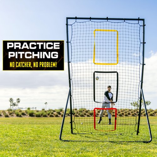 GoSports 6 x 4 ft Baseball & Softball Pitching and Fielding Rebounder - Pitch Back Net with 3 Target Zones