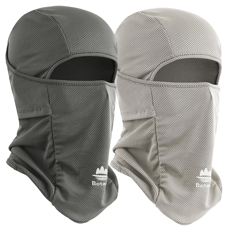 Balaclava Ski Mask UPF 50+ Full Face Cover - Men Women, Dark Grey+Grey (6 3/4-7 1/2) Botack