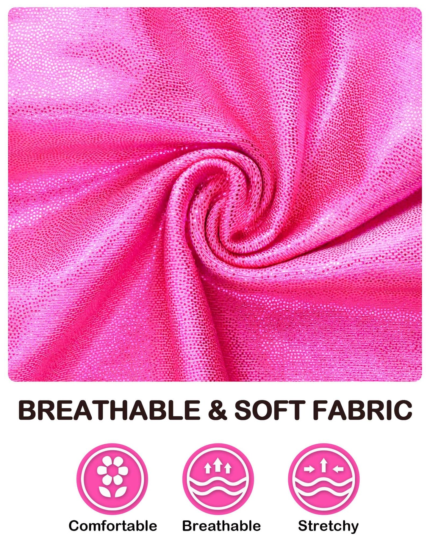 Domusgo Girls Gymnastics Leotards Size 8-9 Years Old One Piece Rose Red Shiny Sleeveless Dancewear for Training