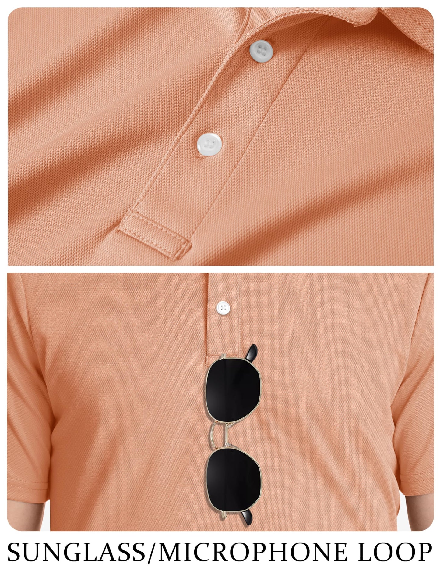 TACVASEN Mens Golf Shirt Dry Fit Mens Polo Shirts Short Sleeve Performance Golf Polos for Men with Collar Work Shirts Apricot, XL