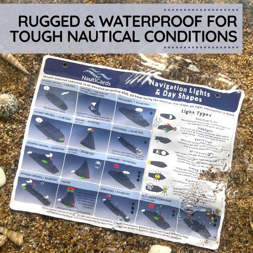 NautiCards Navigation Lights and Day Shapes Quick Reference Guide - Waterproof Visual Guide to Coast Guard Rules and Regulations 2024 COLREGS Sailboat and Boating Lights and Shapes