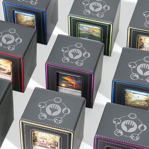RADWIMPS Card Deck Box For MTG Commander Deck, Fits 100+ Cards, Magnetic Card Box Organizer With 2 Dividers & Window Display, Perfect for Magic Commander TCG, CCG Cards (Black&Red)
