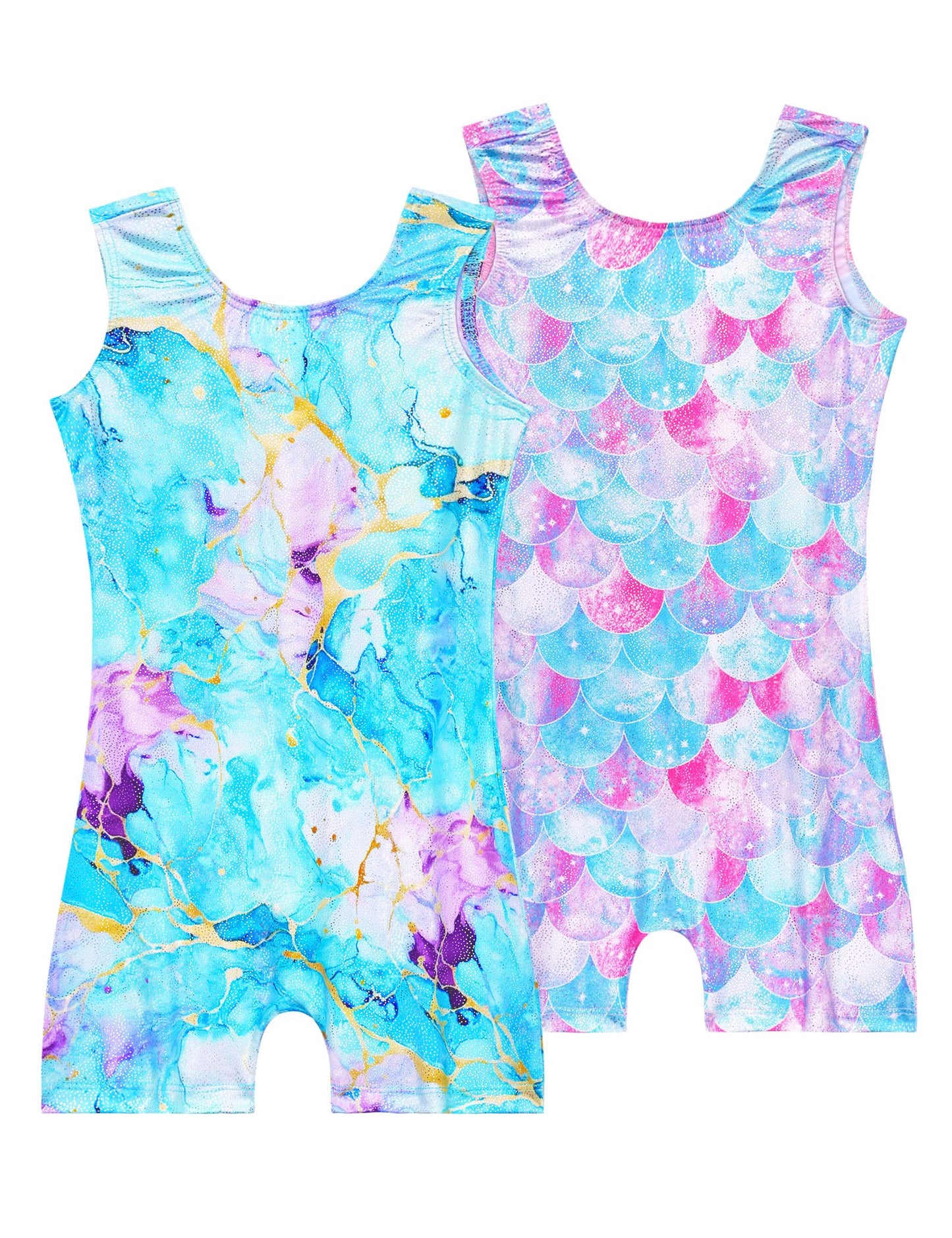 Nokecina Leotard for Girls Gymnastics Size 2t 3t Green Purple Gym Outfits with Shorts Stretchy Unitards