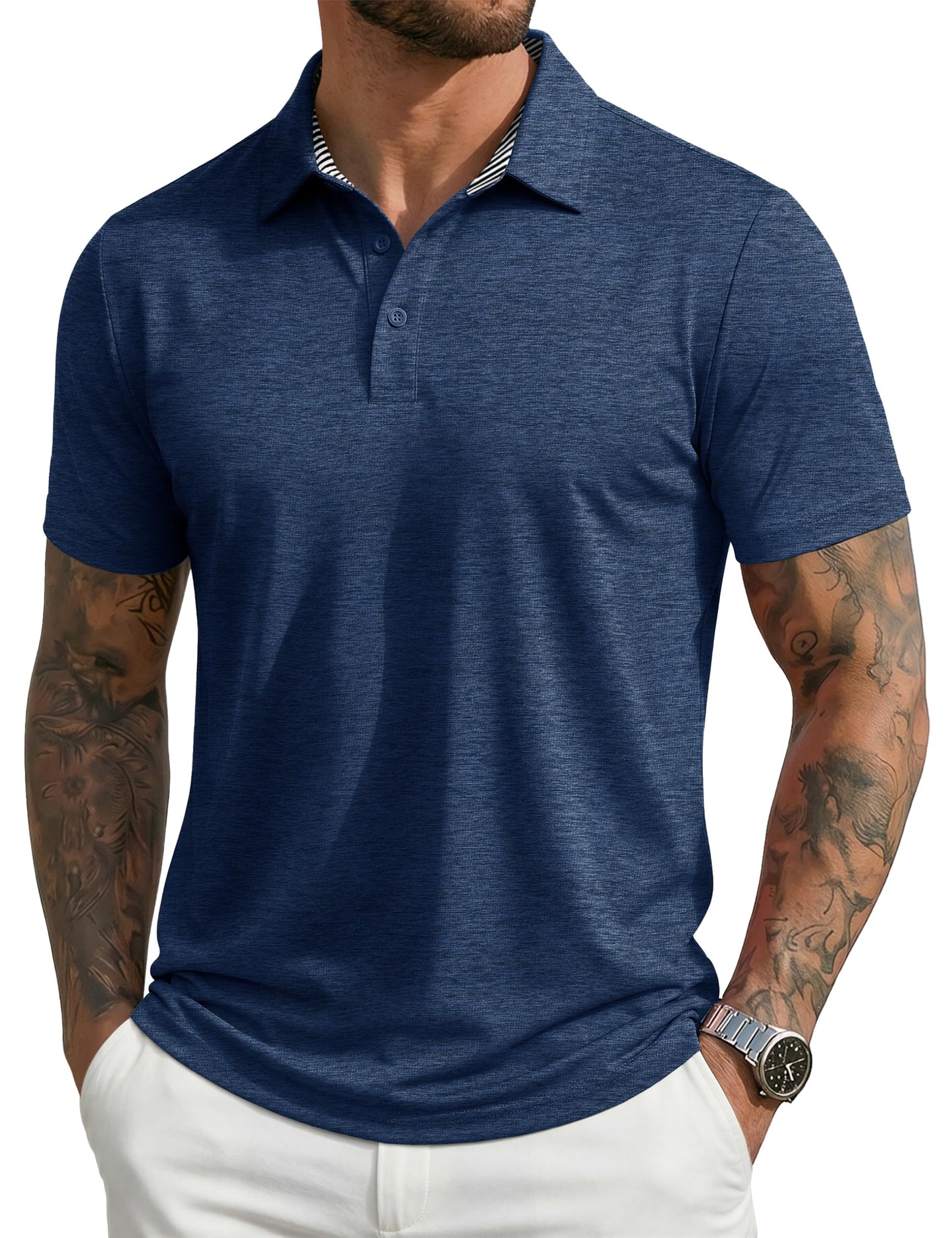 MAGCOMSEN Men's Polo Shirts Short Sleeve Athletic Performance Moisture Wicking Golf Fitted Business Casual Collared Shirts