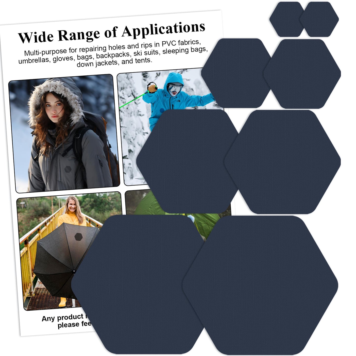 Harsgs Down Jacket Repair Patches, Self Adhesive Nylon Repair Patch, Pre-Cut Waterproof Repair Patches for Down Jackets Coats Clothing Tents Sleeping Bags, Blue 8pcs
