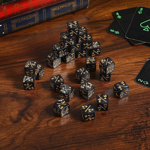 Gadpiparty 24 Pcs Counters Token Dice Acrylic D6 Loyalty Dice Compatible with MTG, CCG, Card Gaming Accessory for Kids Learning Toys Black