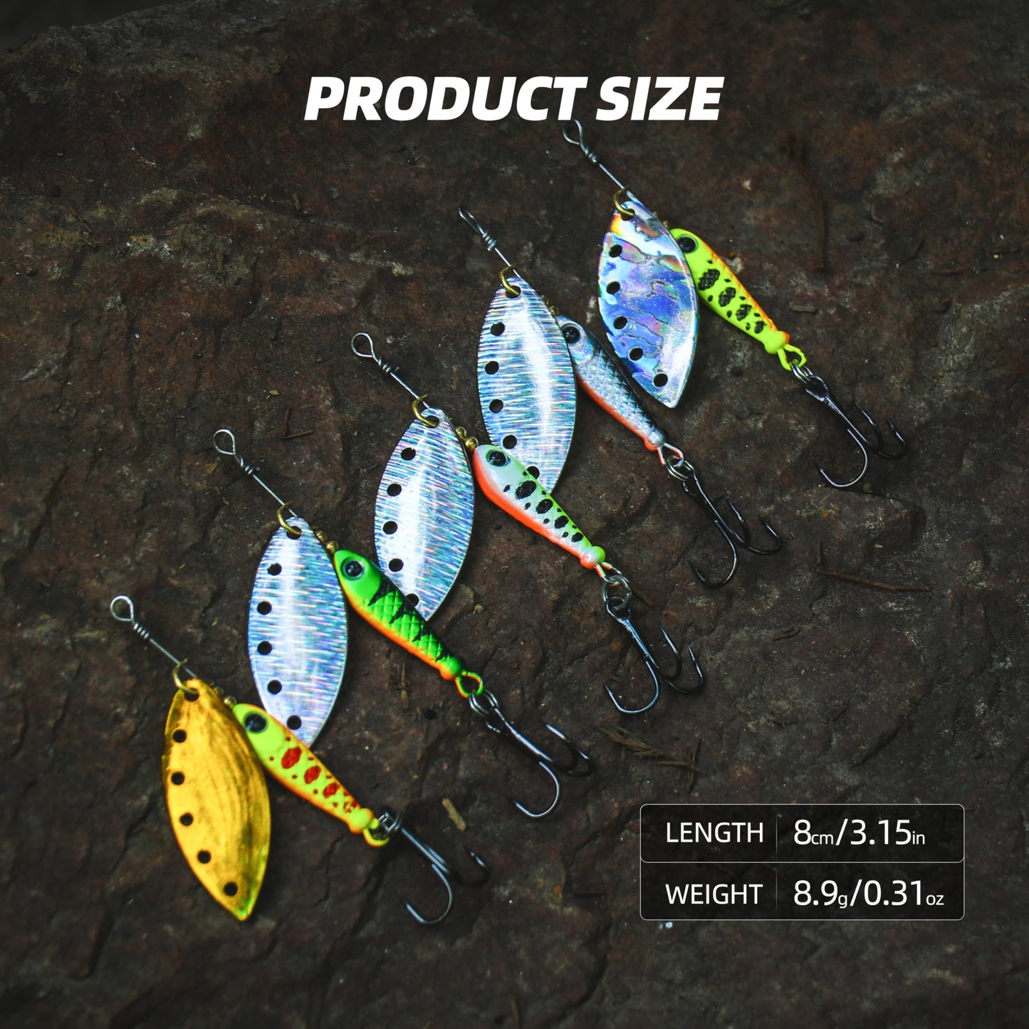 Inline Spinner Bait – Fish-Shaped Spinnerbait Lures 5-Pack, 360° Rotation with Reflective Blades, Perfect for Freshwater & Saltwater Fishing, Targeting Bass, Trout, Pike, Perch & More (Flying Fish)