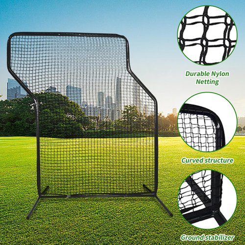 Gulfmore Portable 7x5 ft Baseball Z Screen Pitching Protector Net,Baseball Softball Z-Screen Net Pitcher Safety Protective Nets, Heavy Duty Metal Frame, Portable Practice Screen