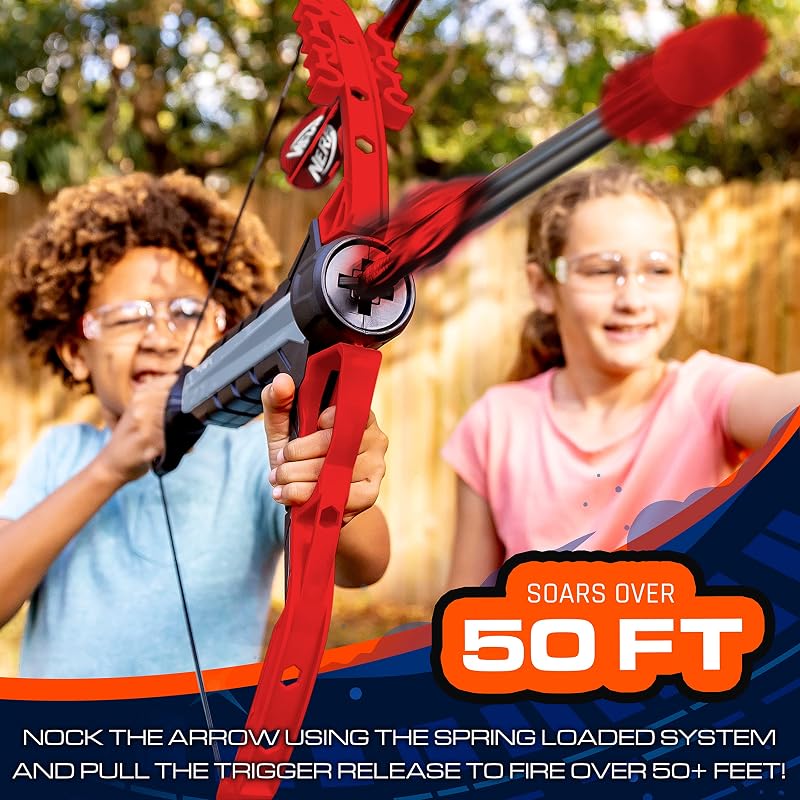 NERF Rip Rocket Bow & Arrow Set for Kids – 4 Foam Arrows, Indoor/Outdoor