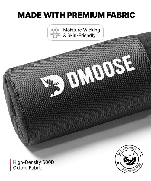 DMoose Barbell Pad, Relief Pressure from Neck, Shoulder, & Provide Lower Back Support, Non-Slip EVA Foam Squat Pad with Safety Straps, Hip Thrust Pad for Squats, Lunges - For Standard & Olympic Bars