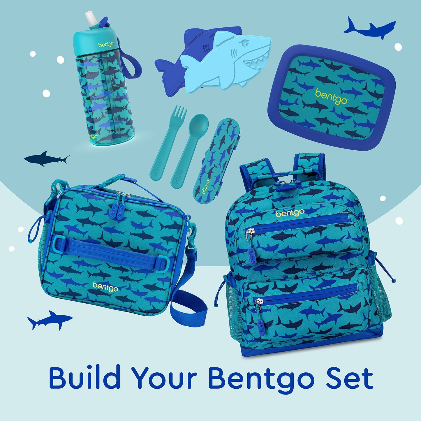 Bentgo Buddies Reusable Ice Packs: Slim Design for Lunch Boxes, Lunch Bags, and Coolers, Quick Freeze, PFAS- and BPA-Free, Multicolored 4-Pack (Shark)