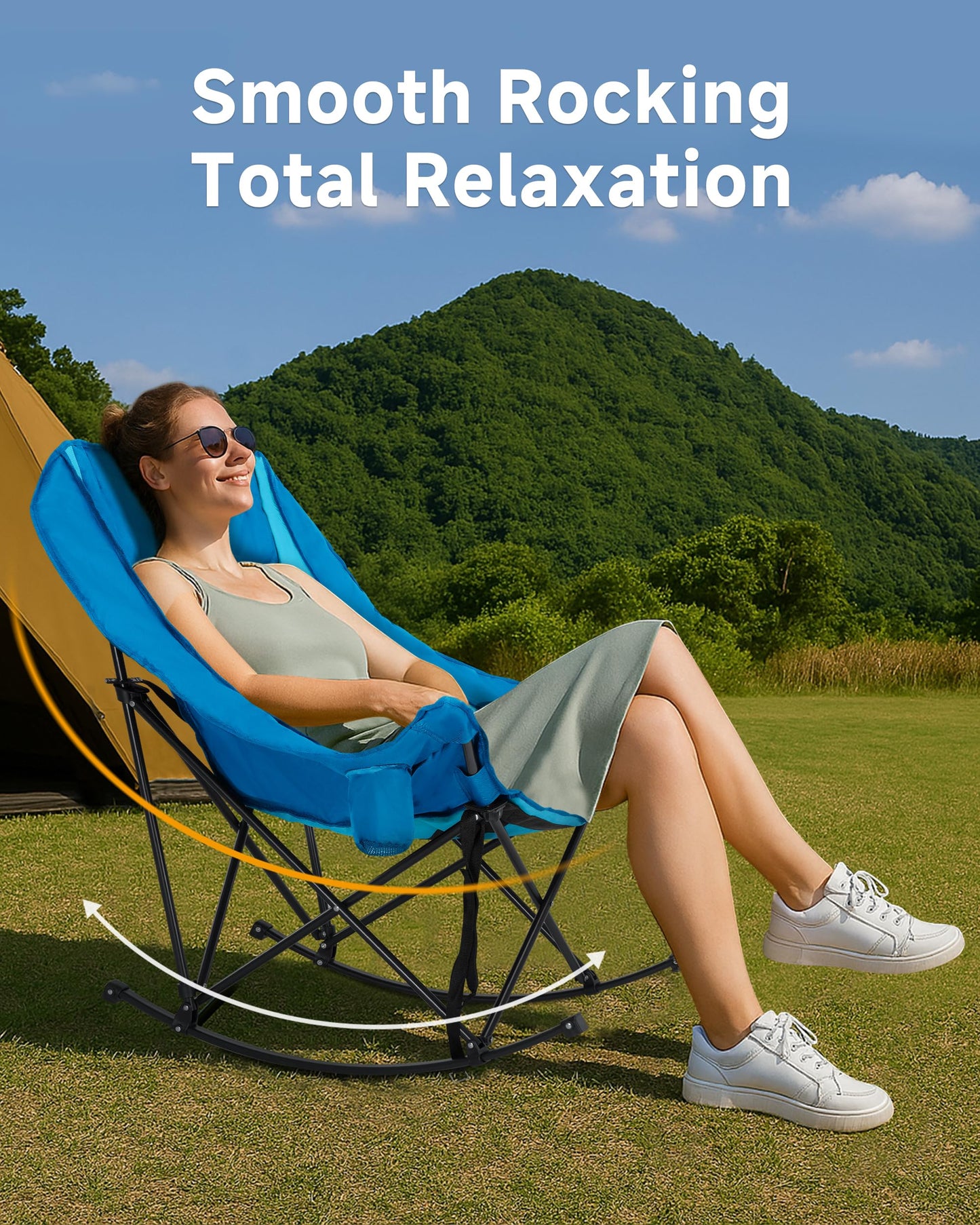 Slsy Oversized Rocking Camping Chair, Outdoor Rocking Chair for Adults