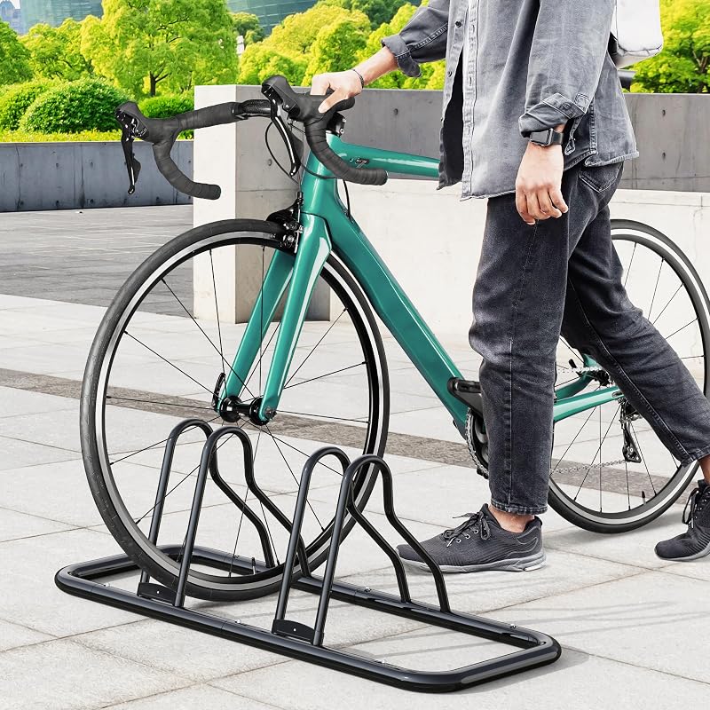 2-Bike Adjustable Floor Storage Rack - Black by Simple Houseware (Variation: Black+2-Compartment)