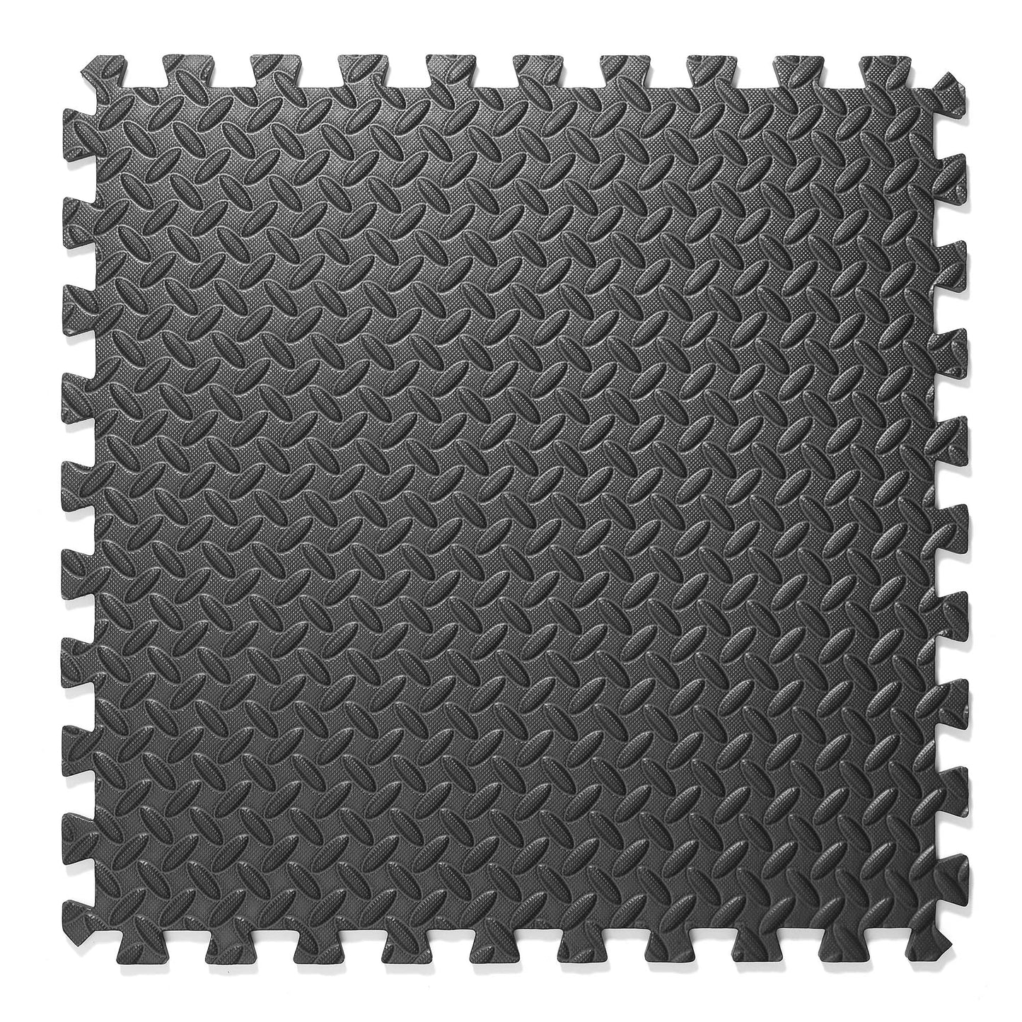 Philosophy Gym Pack of 12 Exercise Flooring Mats - 12 x 12 Inch Foam Rubber Interlocking Puzzle Floor Tiles - Black