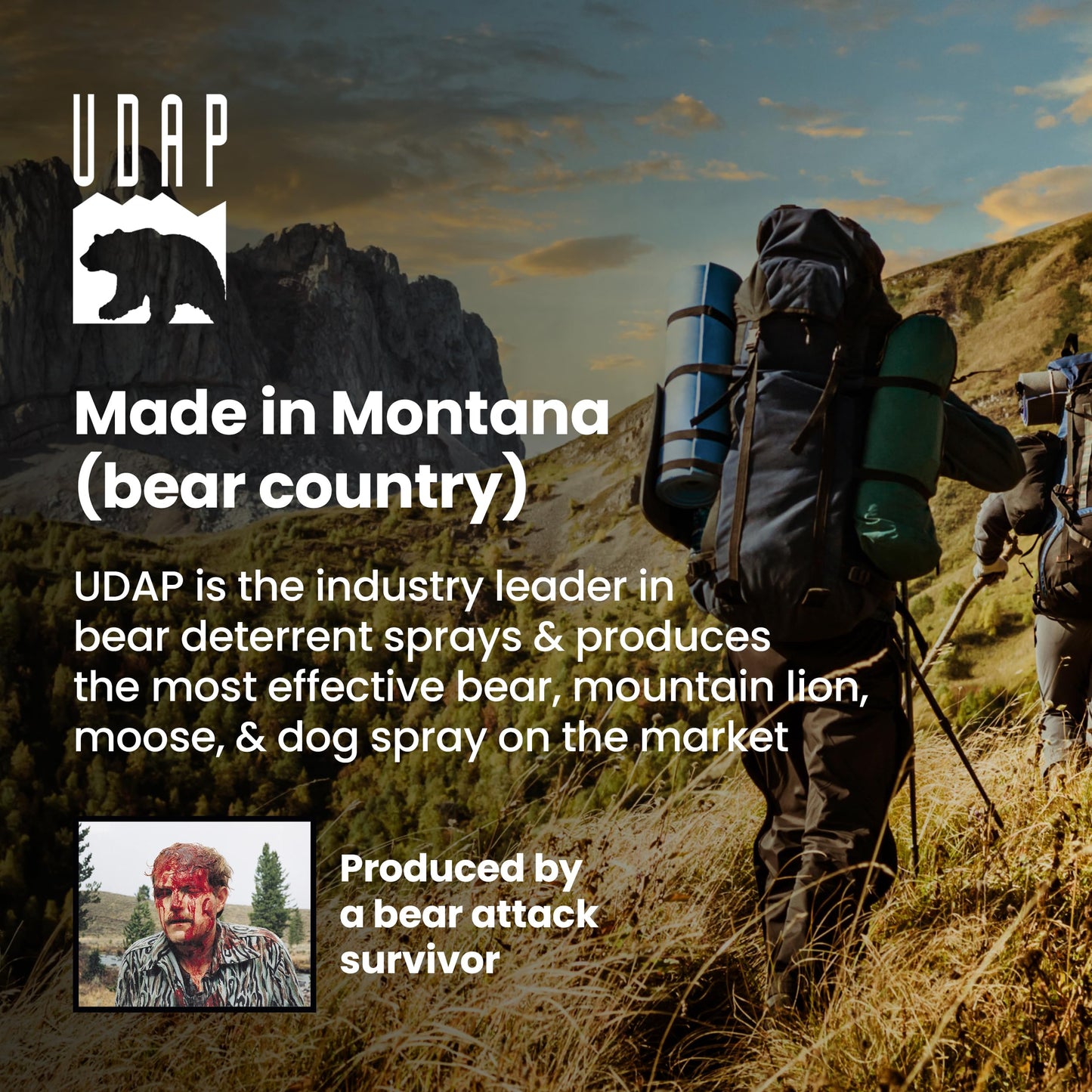UDAP SOG Pepper Power Bear, Mountain Lion, Dog, Coyote, & Moose Spray Self Defense Deterrent with Griz Guard Holster for Camping, Hiking, Fishing, Powerful Blast, 40 ft Fog Barrier, Safety 7.9 oz