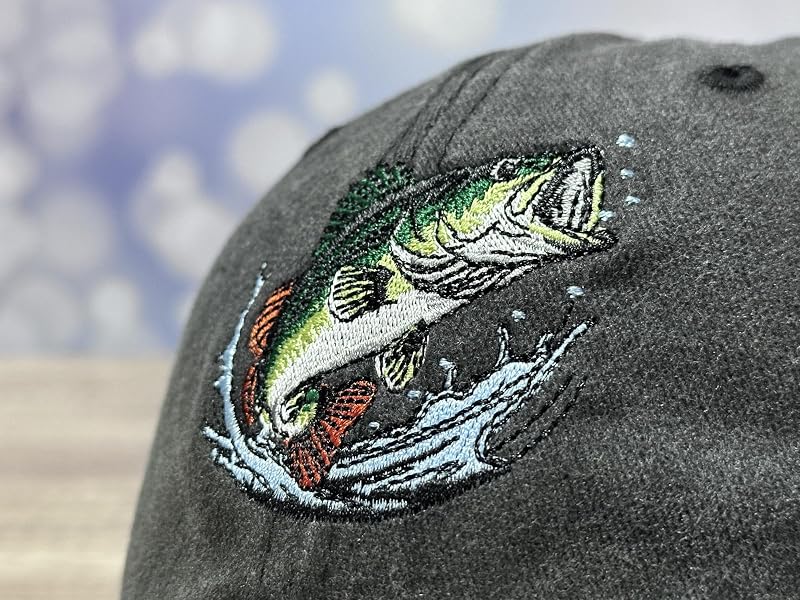 Bass Fishing Hat for Anglers – Adjustable, Unisex Dad Cap with Embroidered Bass