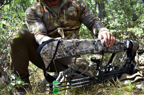 Slicker Weatherproof Bow Sling for Archery, Soft and Compact Bow Case for Hunting Gear Accessories, Cam and String Protector - Alpine Mountain Camo