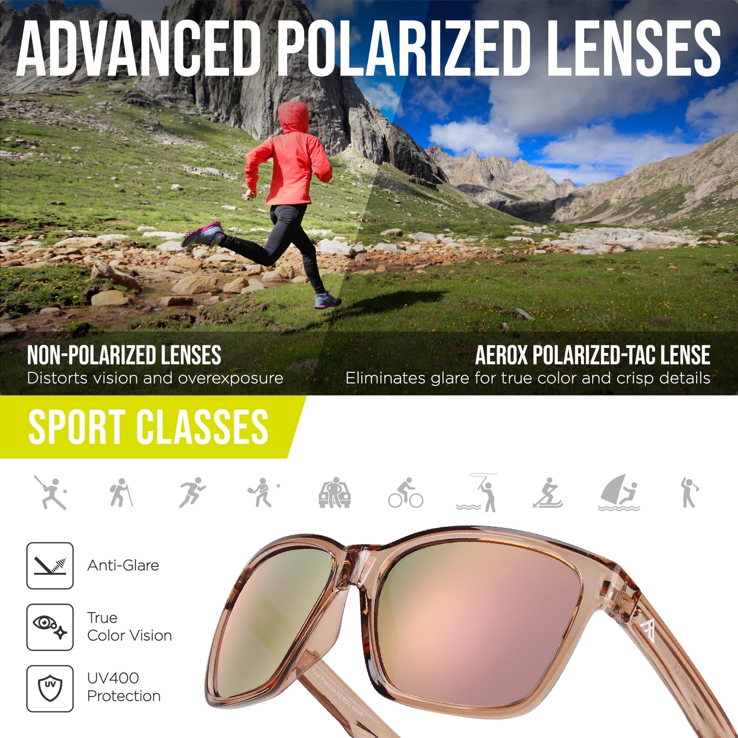 AEROX Oversized Polarized Running Sports Sunglasses for Women, Lightweight