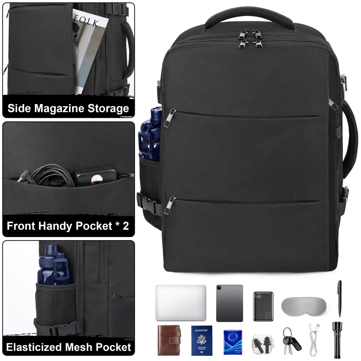 DEYACE Travel Backpack for Men Women, TSA Approved Carry On Backpack 17x13x8 Personal Item Size Airplane Approved Weekender Bag, Water Resistant Lightweight Laptop Daypack for Flight