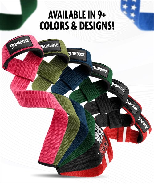 DMoose Lifting Straps, 24-inch (Pair) Wrist Straps for Weightlifting, Deadlift, Powerlifting, Bodybuilding Gym Workout, Neoprene Padded Support Cotton Strap for Max Hand Grip (Black)