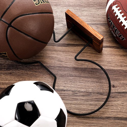 Threehoney Ball Holder Wall Mount Basketball Display Rack Universal Balls Storage Stand Metal Black Sports Equipment Organizer for Basketball Football Soccer Volleyball