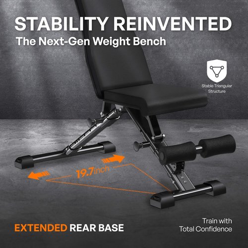 VIVALUZ Adjustable Weight Bench, Bench Press Full Body Workout, Quick Fold Space Saving, Workout Bench for Home Gym Strength Training