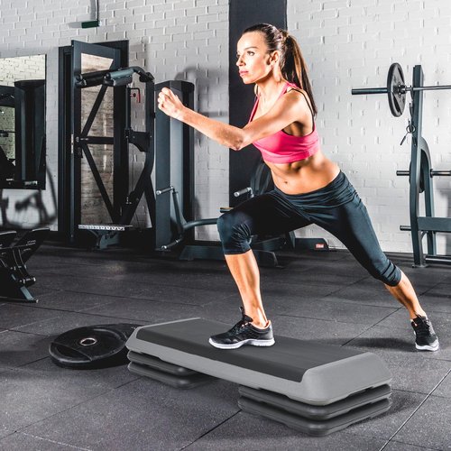 JupiterForce 43" Adjustable Workout Exercise Step Platform, Aerobic Steppers for Exercise with 4 Removable Risers for Home Gym Strength Training