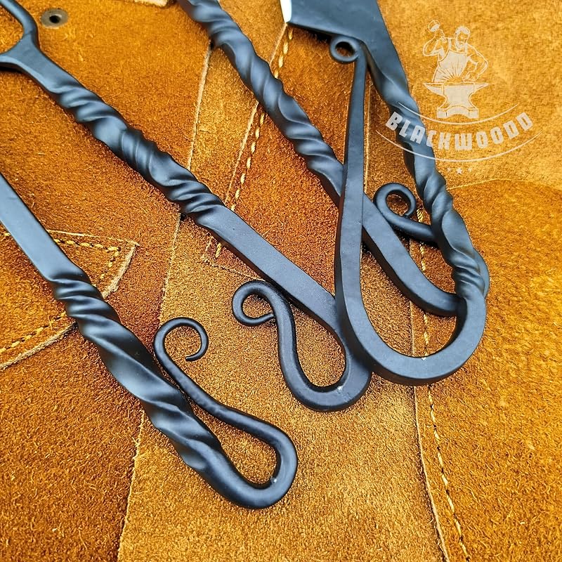 Hand Forged Viking Cutlery Set with Leather Pouch - Black Variation