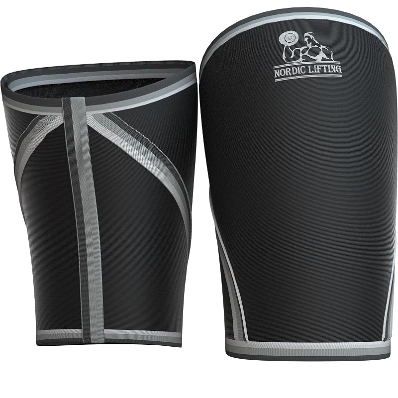 Nordic Lifting 7mm Neoprene Knee Sleeves – Black Large, Compression Support for Weightlifting