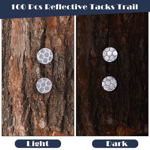 Fullhawl Reflective Tacks Trail Marking Tacks Glow Reflective Mark Trail Markers Thumb Nails for Hunting Hiking Camping Tree Stand(Sliver,100)