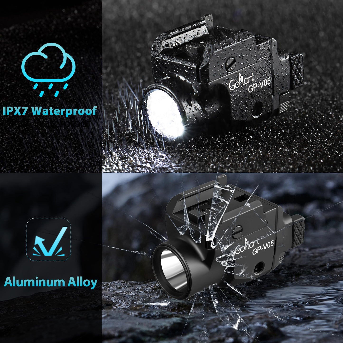 1500 Lumens Aircraft-Grade Aluminum Compact Pistol Flashlight, Picatinny Flashlights Laser Weapon Light, Subcompact Tactical Pistol Lights,Green Laser Light Combo For Handgun, Rechargeable Gun Laser