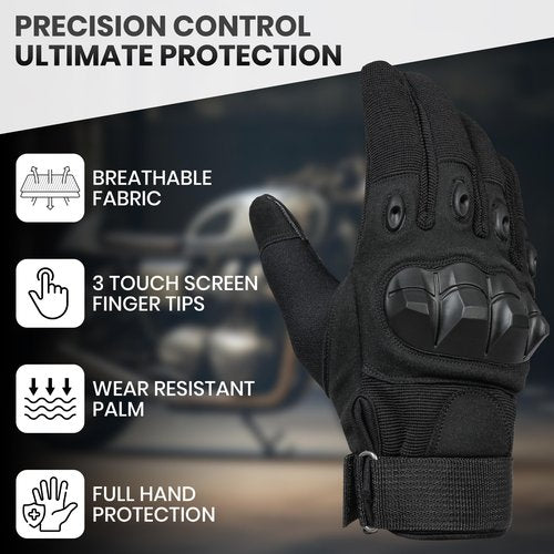 Tactical Gloves for Men, Touchscreen Motorcycle Gloves with Hard Shell & Palm Padding for Sports Motorcycle Cycling Tactical Airsoft Paintball Hunting Hiking Camping Climbing (Medium)